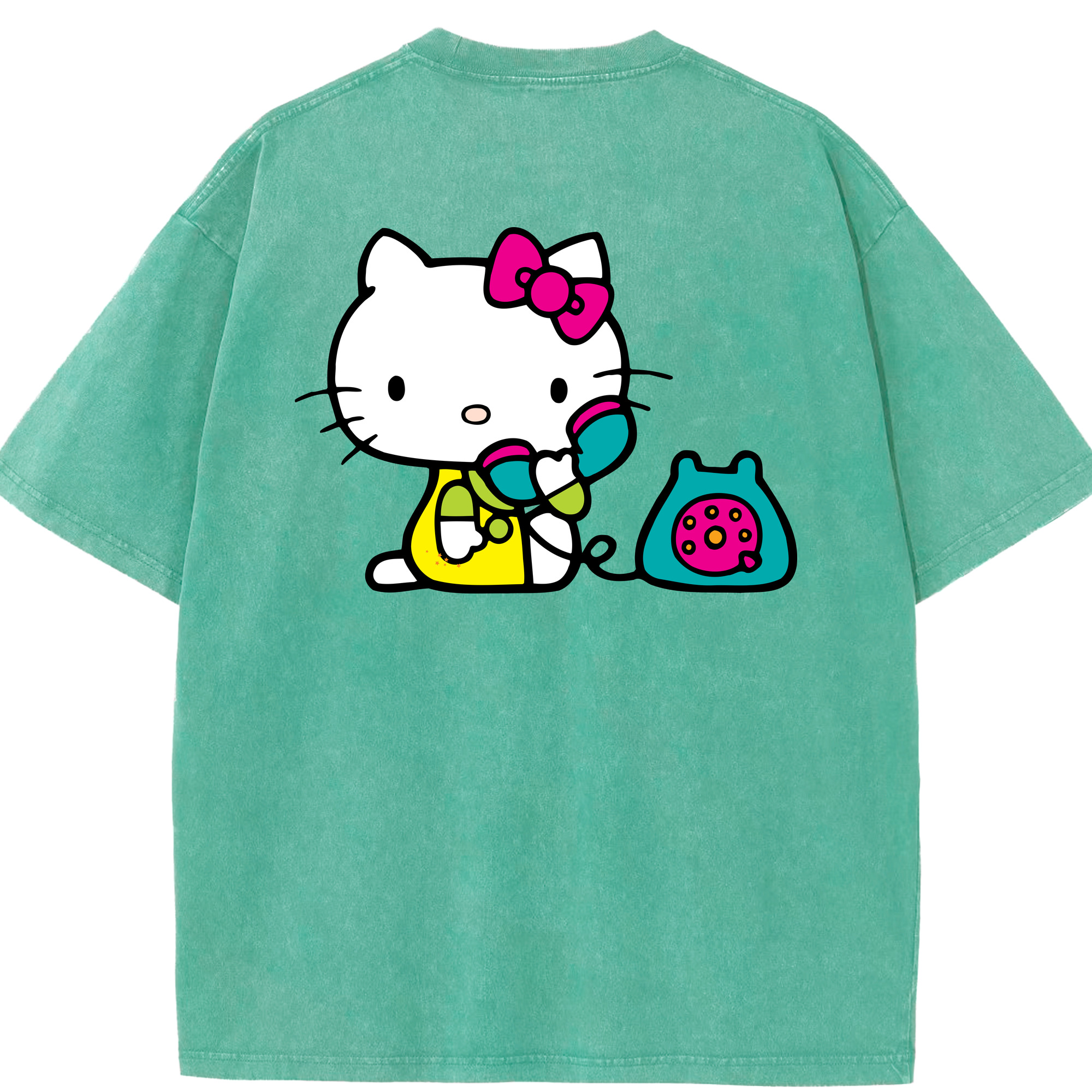 （画像用） Hello Kitty ハローキティ 綿100% ヴィンテージ風 半袖Tシャツ（背面プリント）